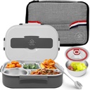 Korra Home & Living Stainless Steel Lunch Bento Box for Adults and All Ages - 5 Compartments, Insulated Bag, Spork, and Leak resistant Soup Bowl, Durable for Work, College, Travel