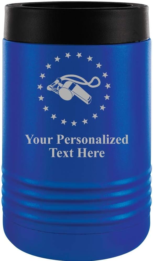 Custom Beverage Holder, 12 oz Blue Personalized Coaches Insulated Can Cooler