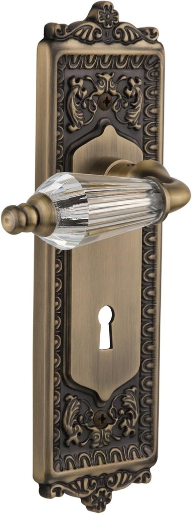 Nostalgic Warehouse Egg & Dart Plate with Keyhole Parlor Lever, Mortise, Antique Brass