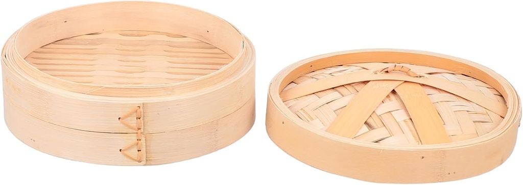 Garneck Dim Sum Steamer Bamboo Food Steamer Lid Easy to Use for Chinese Cooking