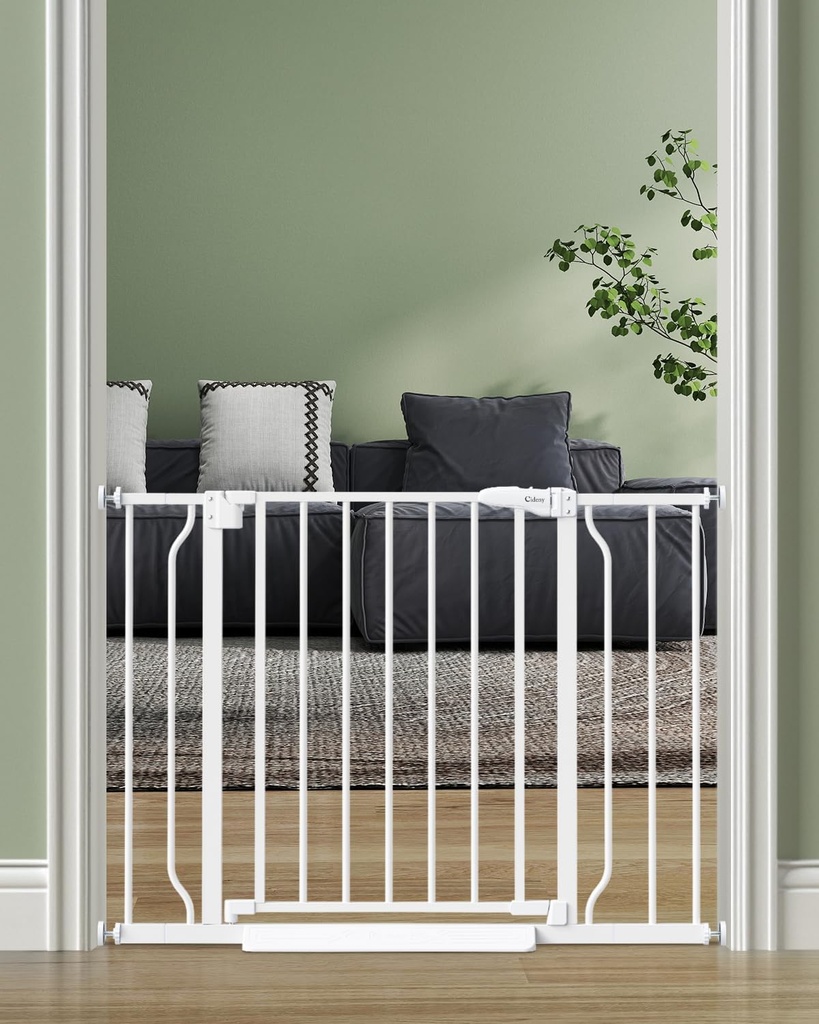 Baby Gate No Drilling, 29"-40" Auto Close Dog Gate Indoor for Doorways & Stairs, Pressure Mounted Adjustable Pet Gate, Easy Walk Through Child Gate for Children & Pets Stroller Friendly, White