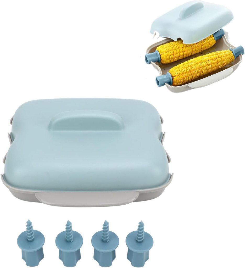 Microwave Corn Steamer, Microwave Sweet Corn Cooker/Corn Steamer, Microwave Corn On The Cob Cooker, Food Grade BPA Free Steamer, Easy & Fast Way To Steam Corn In The Microwave, Dishwasher Safe (blue)