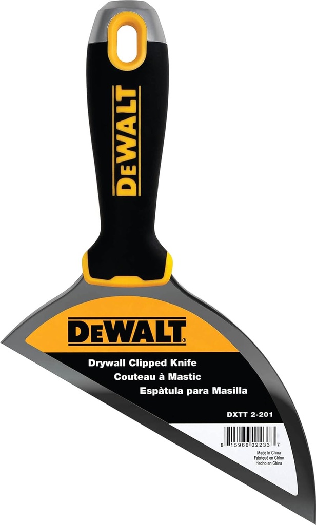 DEWALT Clipped Putty Knife| Stainless Steel w/Black Nylon Handle | DXTT-2-201