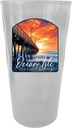Ocean Isle North Carolina Sunset Pier Design Souvenir Plastic 16 oz pint Clear 4-Pack