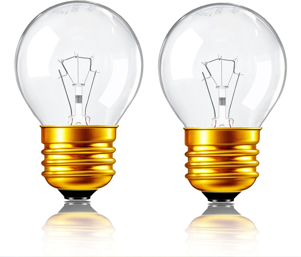 40 Watt Oven Light Bulb G45 E26 120V 500 Fahrenheit Heat Resistant Appliance Bulbs Replacement for Oven, Refrigerator, Microwave-360 Lumens Incandescent Blubs-2700K Warm White Dimmable (Pack of 2)