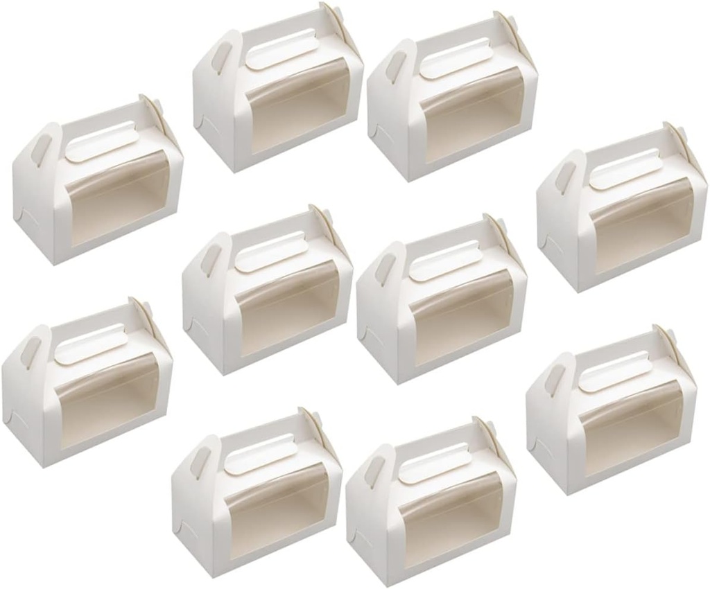 Unomor 10pcs Portable Dessert Boxes Handheld Cake and Toast Packaging Window Convenient Storage for Bakery Goods for Parties and Events