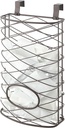 SunnyPoint Over Cabinet Kitchen Storage Organizer Holder or Basket - Hang Over Cabinet Doors in Kitchen/Pantry - Holds up to 50 Plastic Shopping Bags (BROWN)