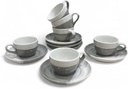 2 Ounce Espresso Cups with Saucers, Mini Ceramic Espresso Cups Set of 6, Espresso Cup Set, Coffee Mug Set for Latte, Macchiato, Demitasse Cups Set for Cafe, Microwave & Dishwasher Safe (Gray)