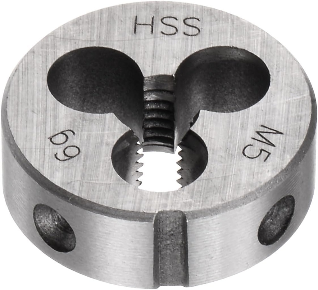 uxcell Round Threading Dies, Metric M5 x 0.8 Thread (Right Hand), High Speed Steel (HSS) Screw Cutting Die Repair Tool