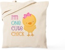 CafePress I'm One Cute Chick Tote Bag Reusable Natural Beige Canvas Shopping Bag