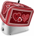 Red Valentines Toaster Cover 2 Slice, Small Kitchen Appliance Covers, Romantic Love Heart Red Toaster Oven Cover with Loop, Bread Machine Cover Polyester Dust Cover Protection