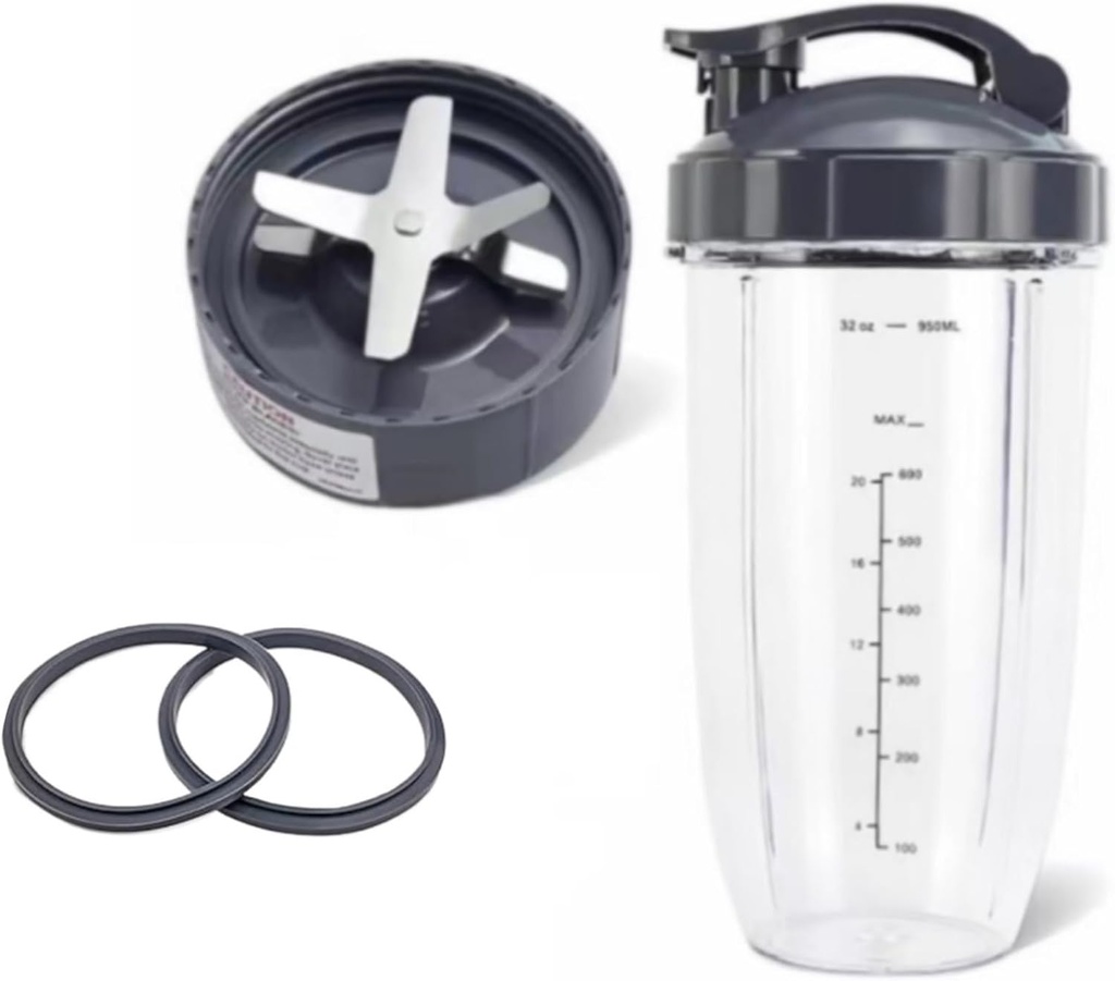 32 Oz Blender Cup, Replacement Blade Cup Set. Compatible With Nutribullet 600W/900W, Ice Crusher Juicer Container Tank