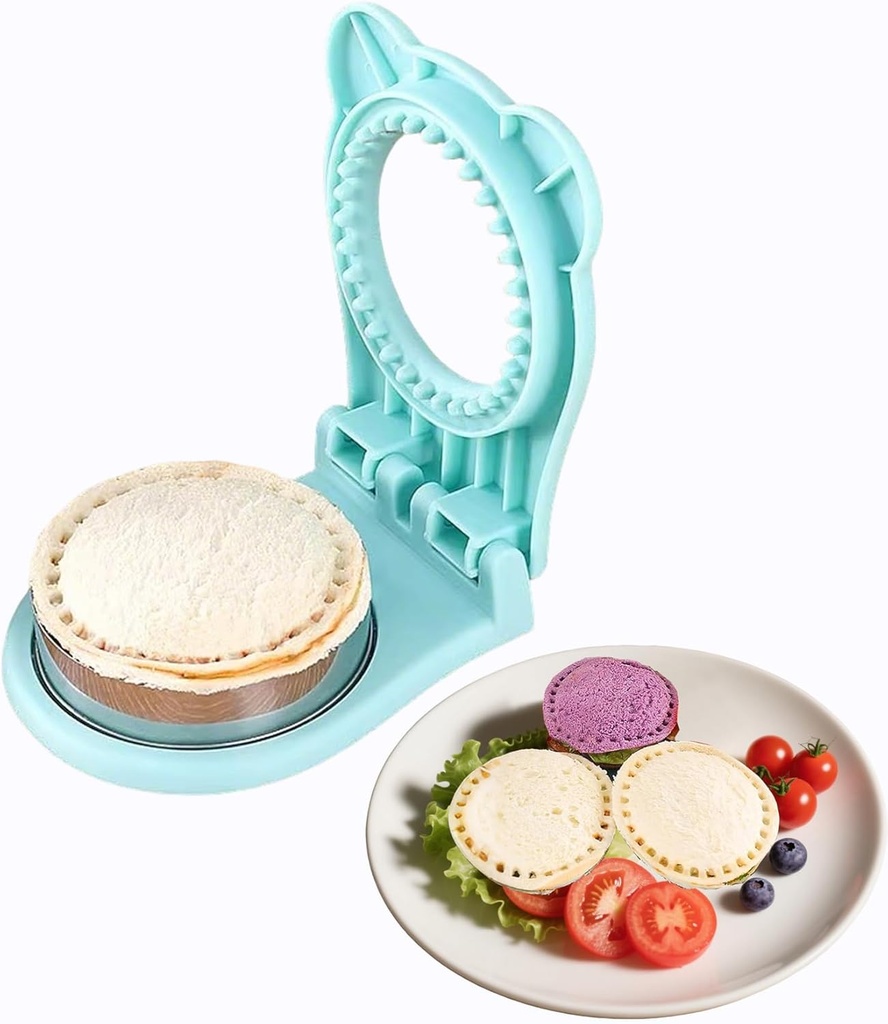 Sandwich Cutter and Sealer - Crustless Sandwich Maker & Cookie Cutters for Kids - Perfect for PB&J, Lunch Box, Bento Box, Bread, Pies, Pancakes (Light Blue)