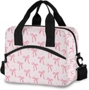 Pink Bows Lunch Bags for Women & Men Insulated Box, High Capacity Reusable Cooler Tote Bags for Work Travel Outdoor Picnic