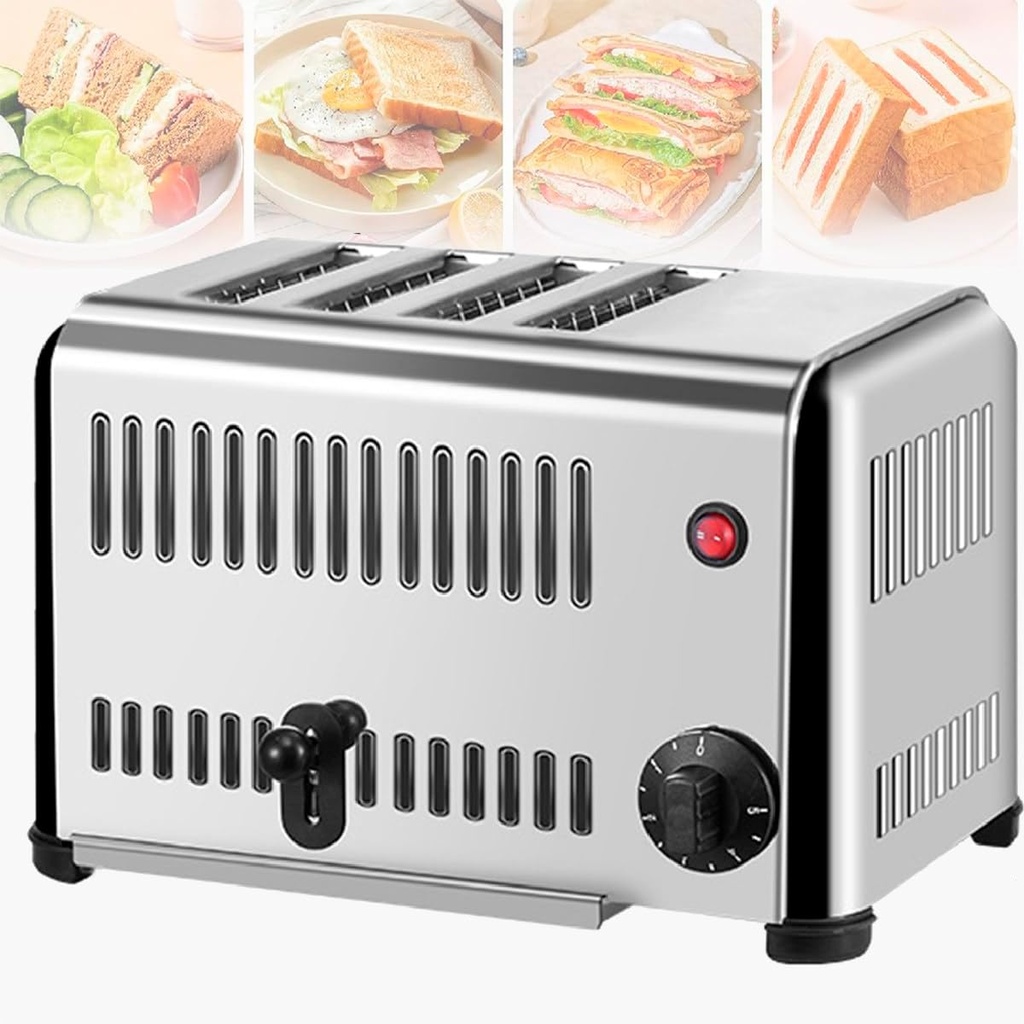 Commercial Stainless Steel Toaster Bread Baking Machine, Bread Making Tool Drawer-Type Crumb Tray, for Restaurant Home Bakery Dessert Store,4Slice
