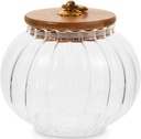 Cabilock Pumpkin Shaped Glass Sealing Jar, Dry Food Preservation Canisters Airtight Bamboo Lid Kitchen Storage Organization for Cereals Tea Sugar Coffee Bean Candy