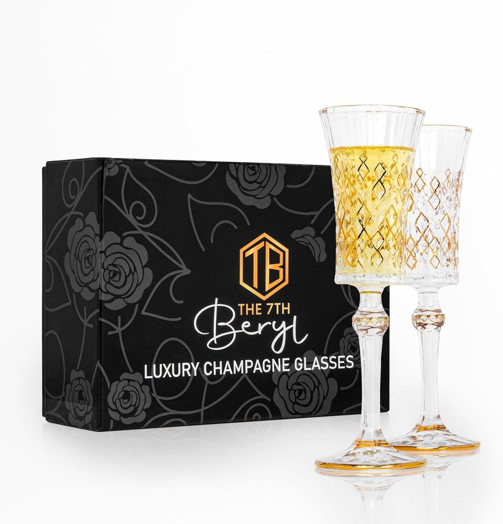 Luxury Champagne Glasses Set of 2, Champagne flutes for wedding couples, Champagne Glasses, Thanksgiving, Christmas,Party engagement,Anniversary,Wedding glasses for bride and groom