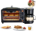 3-In-1 Breakfast Maker Station,Portable Oven Breakfast Maker With Coffee Machine,Non-Stick Pan,Versatile Breakfast Maker, Toaster Oven With 30-Min Timer,For Apartments Kitchenettes