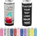 Aspire 10 Pack Personalized Neoprene Slim Can Cooler Sleeves, Custom Insulated Skinny Tall Can Holders Bulk - Black