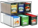 6 Tea Bag Organizer and Storage, Acrylic Tea Bag Holder Organizer, Plastic Tea Drawer Container for Cabinet