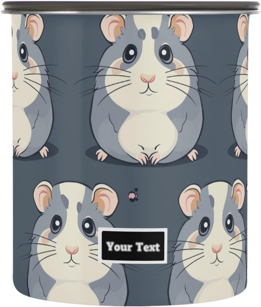 Cute Hamster Kawaii Kitten Cats Airtight Coffee Bean Canister Customed 30oz Food Storage Containers with Lids For Gournd, Tea, Sugar, Flour, Rice, Cereal, Candy Cookie Jar