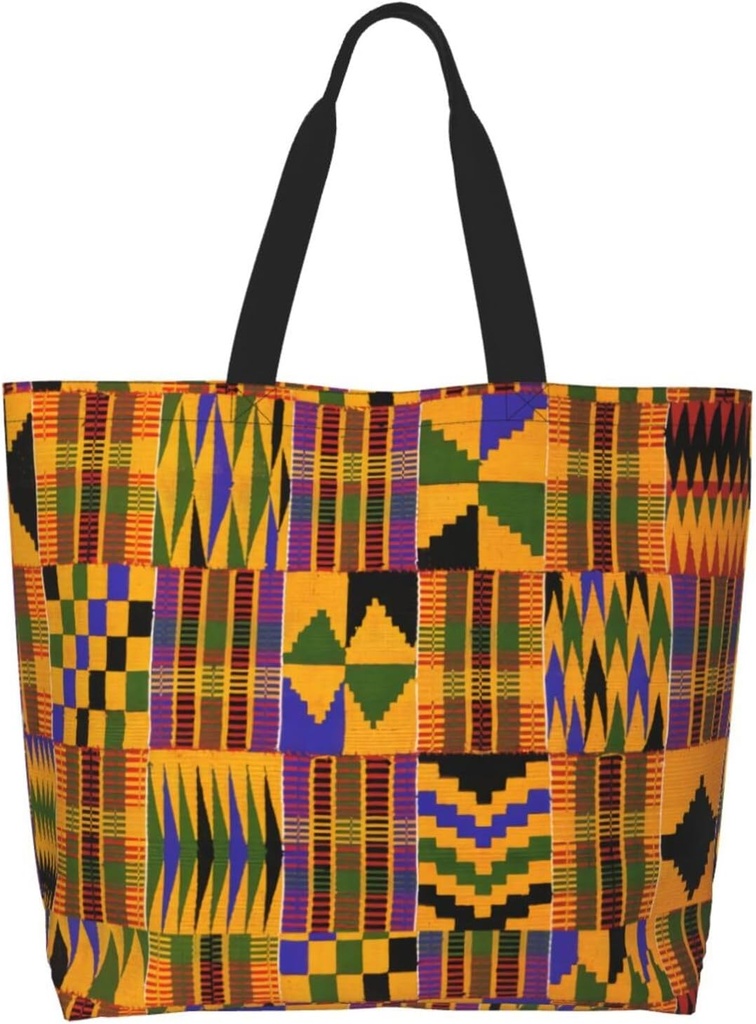 Retro African Tote Bags for Women Men Reusable Shopping Travel Grocery Bag African Ethnic Large Shoulder Bag