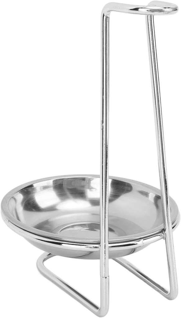 Stainless Steel Spoon Rest, Vertical Soup Ladle Holder Cooking Spoon Holder Cooking Utensils Holder Cooking Utensils Stand for Home Restaurant (Silver with 1 Plate)