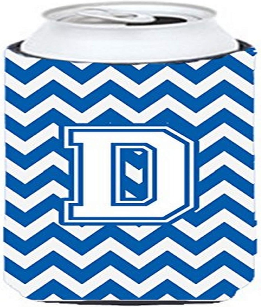 Caroline's Treasures CJ1045-DTBC Letter D Chevron Blue and White Tall Boy Hugger Can Cooler Sleeve Hugger Machine Washable Drink Sleeve Hugger Collapsible Insulator Beverage Insulated Holder