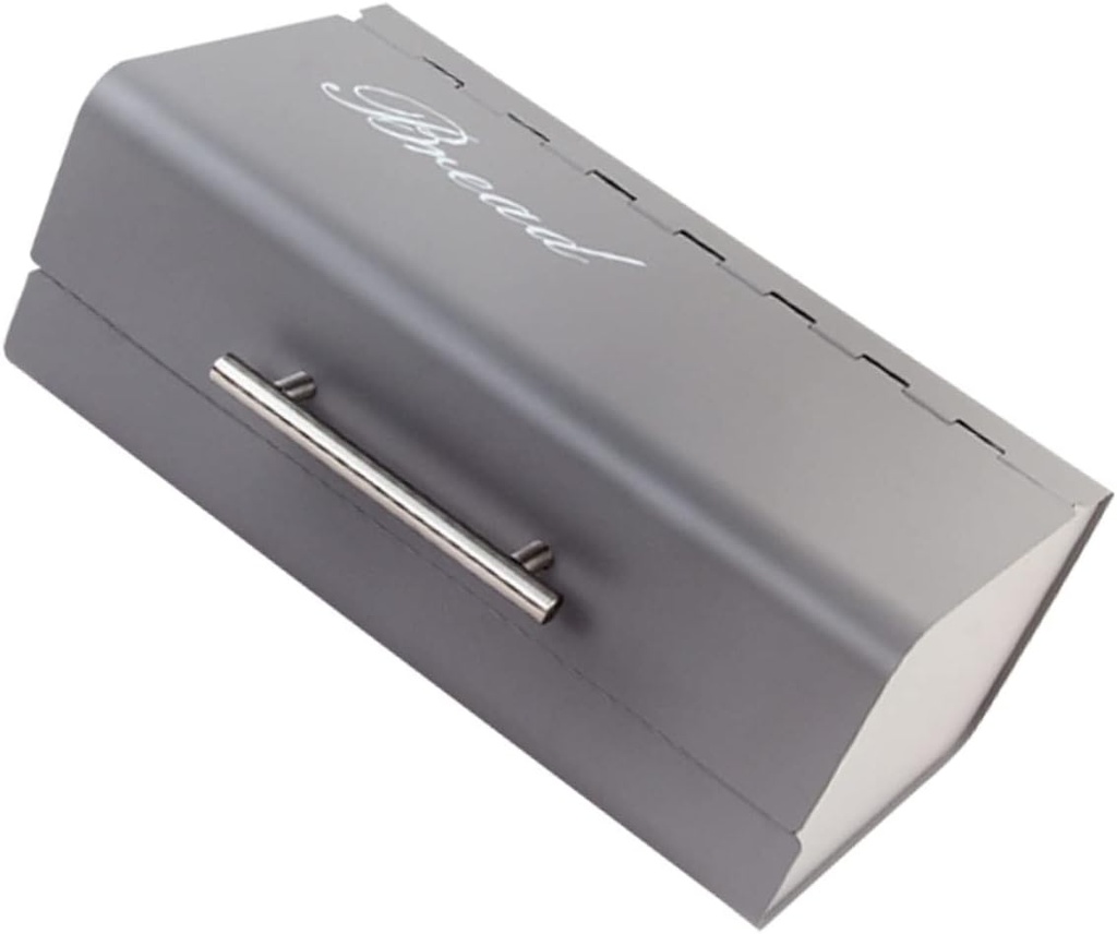 STOBAZA Creative European Style Bread Box with Lid for Kitchen Countertop Storage Grey Organizing Bread Snacks and Daily Essentials and Odorless Design