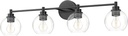 VONLUCE Bathroom Light Fixtures, 4-Light Bathroom Vanity Light with Globe Glass Shades E26 Sockets, Vanity Lights Over Mirror for Bedroom Hallway Living Room, Black Finish