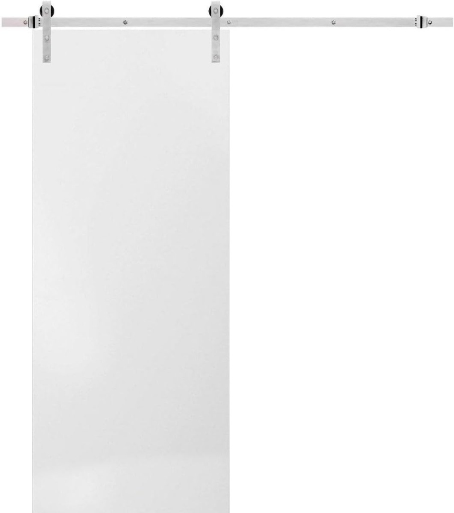 SARTODOORS Planum 0010 | Interior Single Sliding barn Door, no Glass, Solid Wood, 28x80, White, Modern Style | Hardware Included