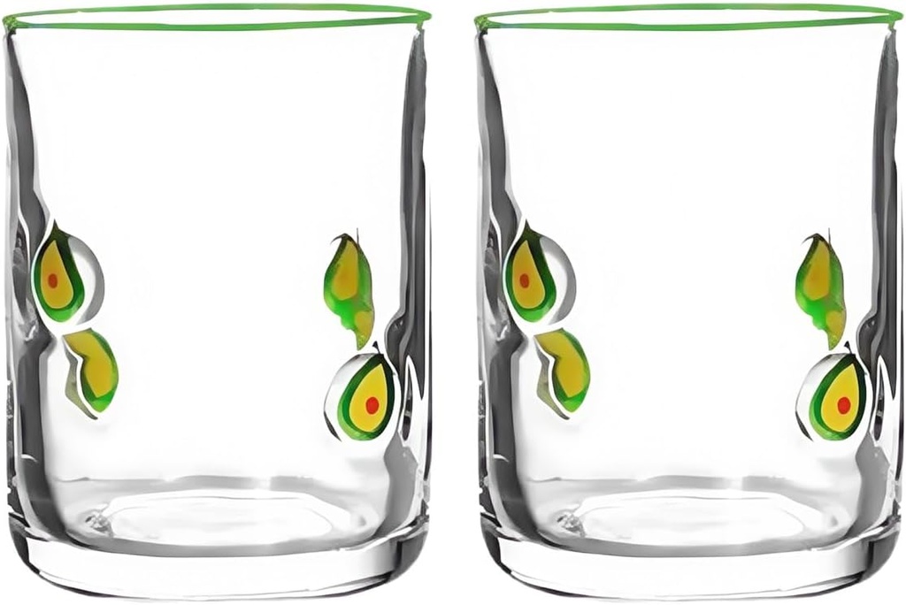 Pair Of Lemon Print Vintage Juices Glasses Sturdy Glasswares With 14oz Capacity Ideal For Cocktails Water Decors Vintage Styles Glasses Pair