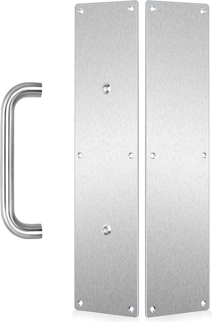 VRSS 304 Stainless Steel Satin Finish Door Push Pull Handles, 100mm Width x 400mm Height x 1.2mm Thick, 180mm Hole to Hole, 200mm Handle Length, 19mm Pull Diameter (2 Pairs)
