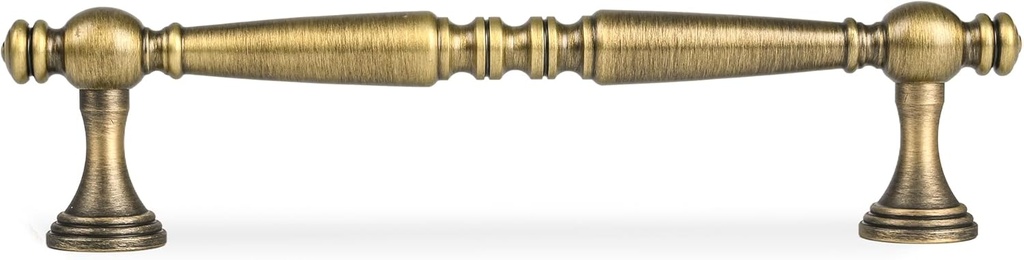 Urnew-2 Pack Solid Brass Cabinet Handle Set, 5-inch (128mm) Vintage Brass Vanity Drawer Handle, Cabinet Double Door Furniture Hardware