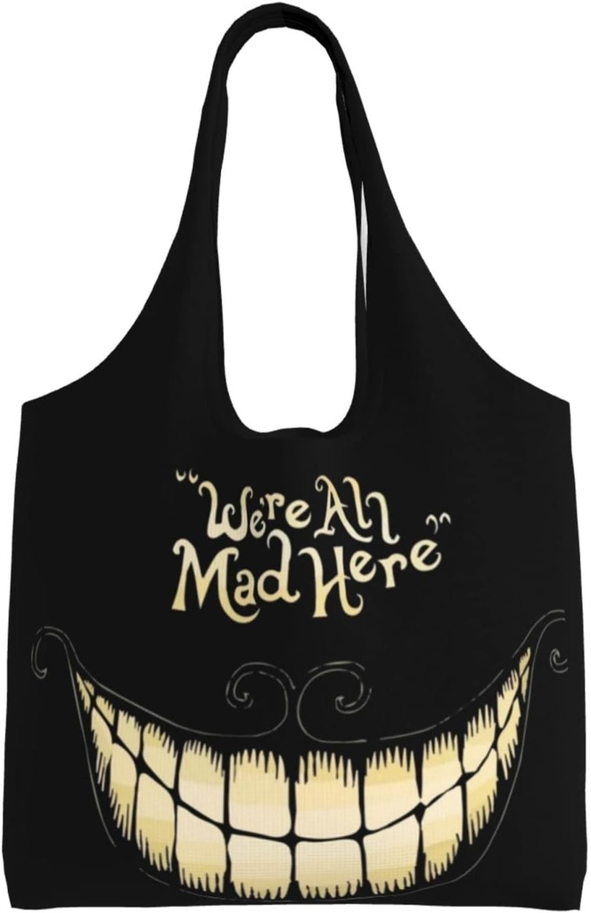 Tote Bag We'Re All Mad Here Tote Bag Women Shoulder Bag Handbag Reusable Grocery Bags Washable