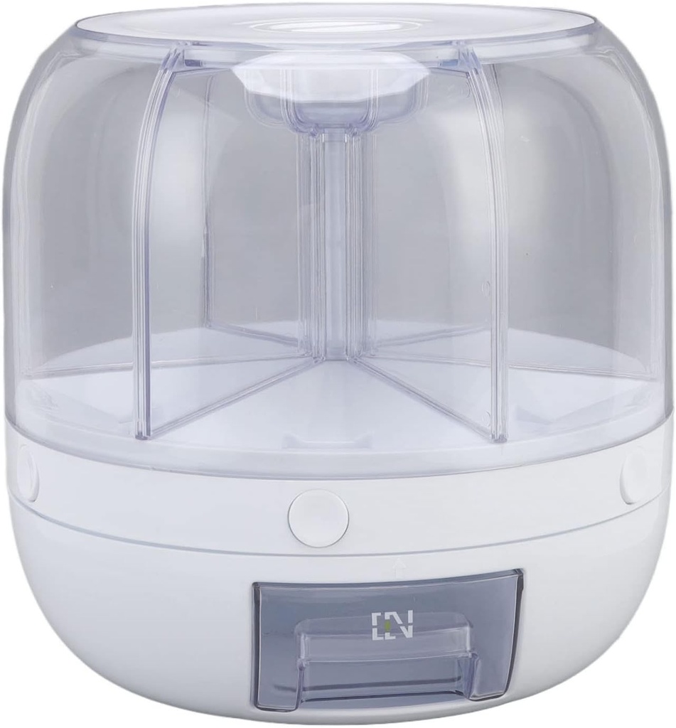 Kufoo Rice and Grain Storage Container 6 Grid - 360° Rotatable Cereal Dispenser with Lid Moisture Resistant Household, Sealed Storage for Black Rice, Yellow Rice and Other Small Beans (5kg)