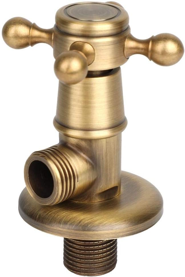 Fdit Bathroom Brass Triangle Valve 1/2G Toilet Hardware Vintage Golden Angle Valve European Hardware Universal Antique