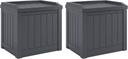 Suncast 2 Pack Small Deck Box Storage w/ Bench Seat for Indoor & Outdoor Use, 22 Gal., Cyberspace