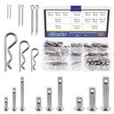 Glarks 122Pcs 4 Styles Clevis Pin/Cotter Pin/Hair Pin/Dowel Pin Assortment Set, 15 Size 304 Stainless Steel Pin Fasteners for Automotive, Mechanics, Cars, Trucks, Lawn Mower Use