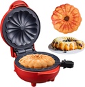 Mini Cake Maker, Portable Mini Bundt Cake Maker Double-Sided Heating, electric cupcake makers for Breakfast, Cake, Snacks (Red)