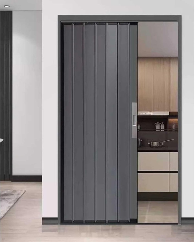 Customizable Accordion Door Interior Folding Door with Lock and Key, Metal Retractable Sliding Door Gate, Home Bedroom Accordion Door Screen, Kitchen Privacy Door with Hardware(WxH 28x80in(71x203cm))