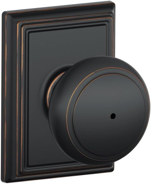 Schlage F40 AND 716 ADD Andover Door Knob with Addison Trim, Bed & Bath Privacy Lock, Aged Bronze