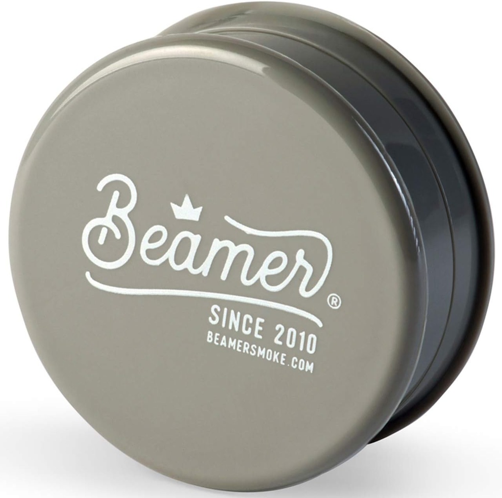 Beamer Crown Logo 3-Piece 63mm Acrylic Grinder - Opaque Gray Color + Beamer Smoke Sticker