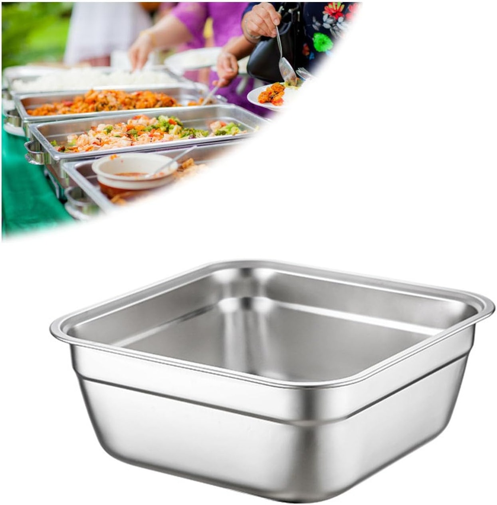 Stainless Steel Steamers for Parties Or Events,Rectangle Commercial Food Pans,Full-Size Perforated Steam Table Food Pan,Square Basin,26cm