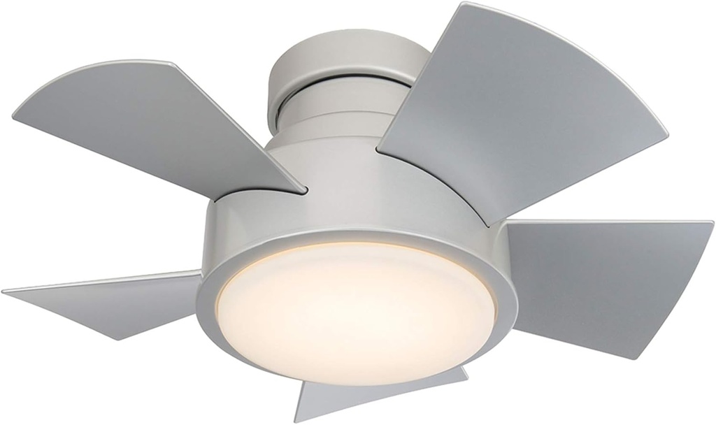 Vox Indoor and Outdoor 5-Blade Smart Flush Mount Ceiling Fan 26in Titanium with 3000K LED Light Kit and Remote Control