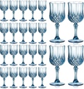 XUWAIDSGN 24 Pcs 7oz Plastic Vintage Wine Glasses Drinking Glasses Unbreakable Wedding Glassware Crystal Water Goblets Reusable Drinkware Vintage Champagne Flutes (24, Blue)