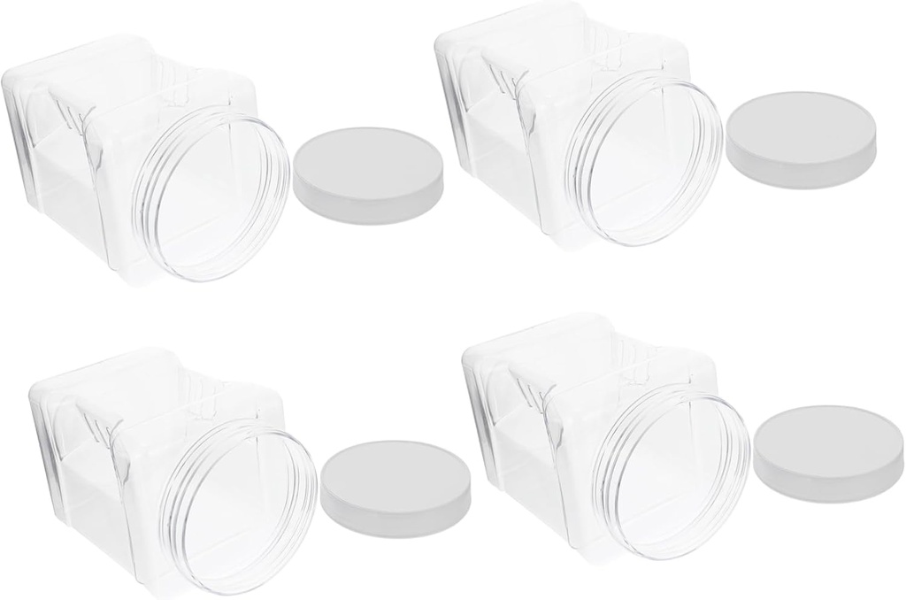 Cabilock 4pcs Food Grade Pet Bottle Storage Containers Honey Pot Lids Airtight Jars for Condiments Flour Sugar