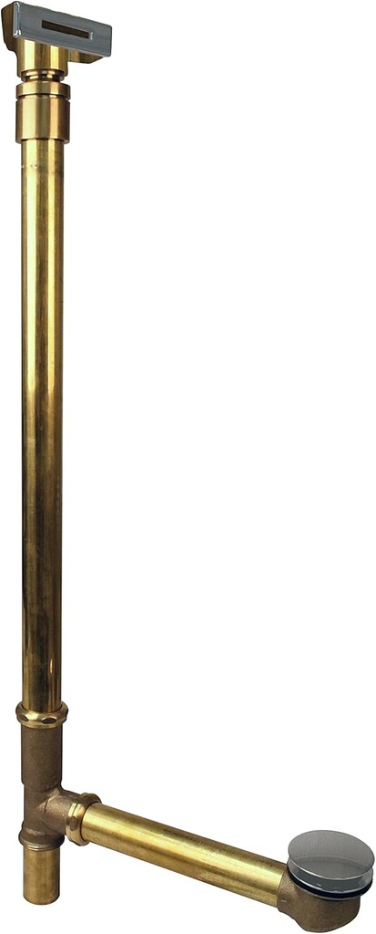 Westbrass 22" Linear Tip-Toe Drain Bath Waste & Overflow with Ball Joint, Satin Nickel, 7931817BJLD-07