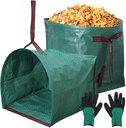 53 Gallon Garden Bags for Debris,2-Pack Yard Waste Bags,Large Dustpan-Type Lawn bags with Gardening Gloves,Leaf Bags for Yard Debris,Grass Clippings,Collapsible Trash Can for Parties,Laundry,Camping