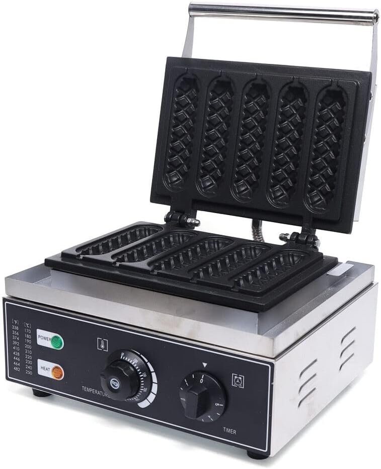 Commercial Waffle Stick Maker, 1550W Waffle Baker Machine with Temperature and Time Control, Efficient Heating, Easy to Clean, for Restaurants, Cafes, and Snack Shops